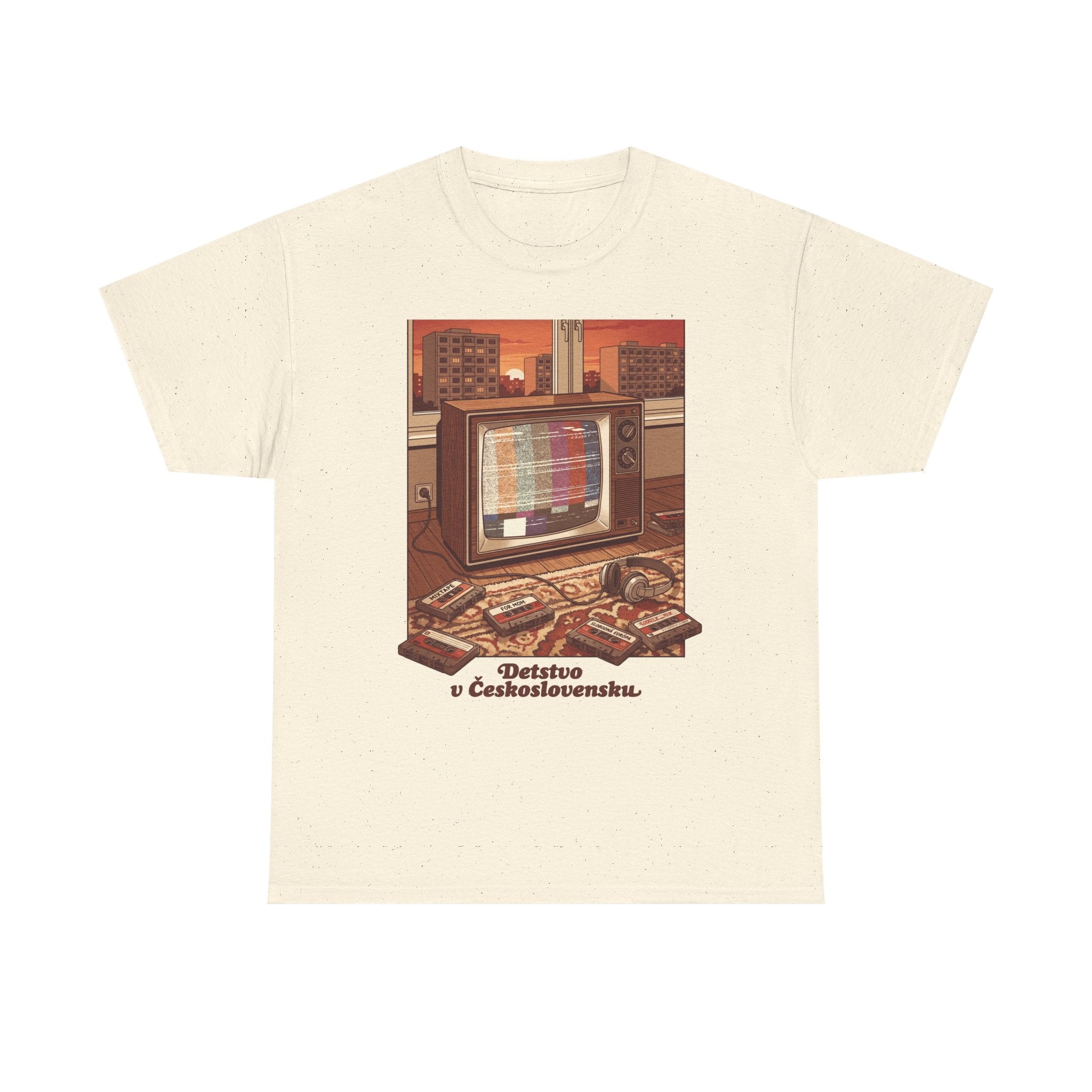 Retro TV grafické tričko — „Detstvo v Československu" | Vintage nostalgia 80. rokov