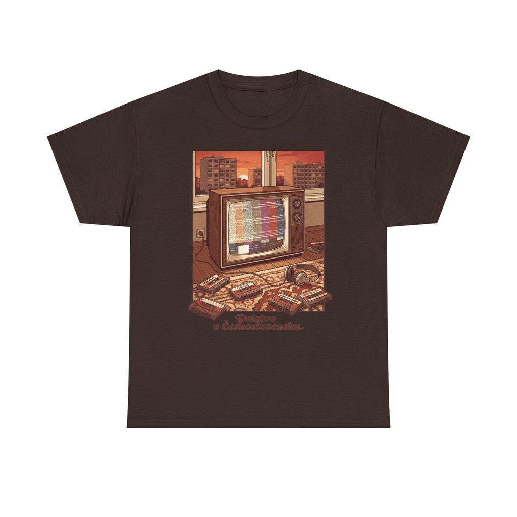 Retro TV grafické tričko — „Detstvo v Československu" | Vintage nostalgia 80. rokov