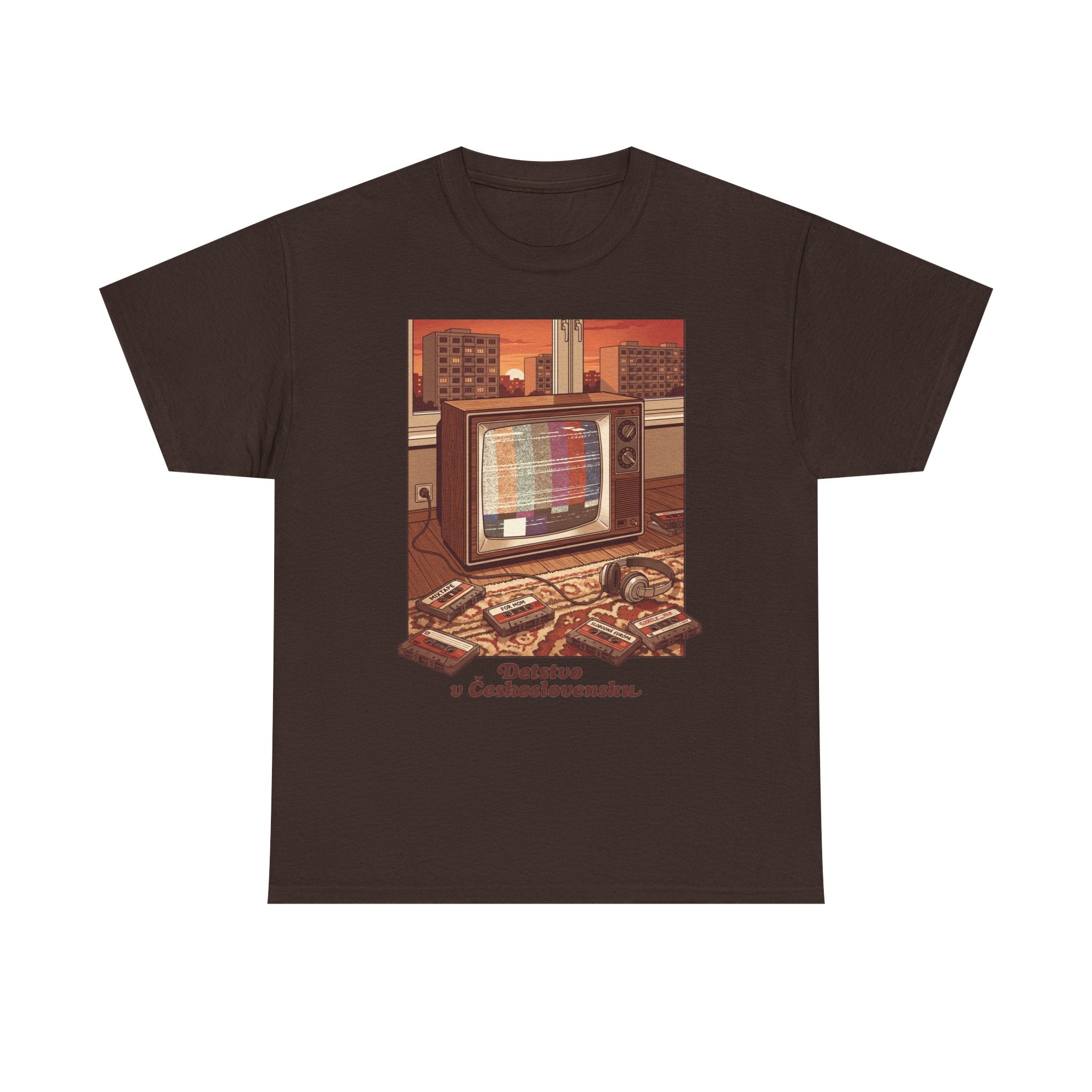 Retro TV grafické tričko — „Detstvo v Československu" | Vintage nostalgia 80. rokov